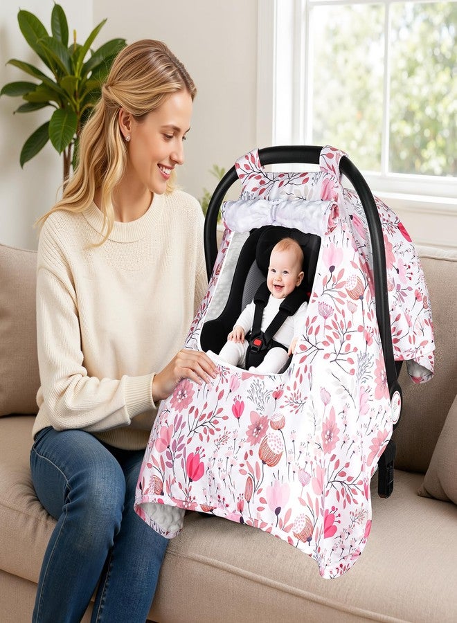 Bnditeu Car Seat Cover Baby, Carseat Covers Baby with 2 Layers Breathable Zipper Windows, Windproof Infant Car Seat Cover, Kick-Proof Baby Carrier Cover for Baby Girl Newborn Essentials - Image 3